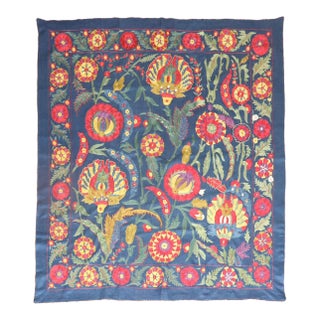 Early 20th Century Square Suzanni Embroidery - 4'9" x 5'2" For Sale