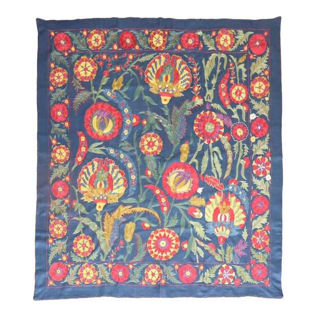 Early 20th Century Square Suzanni Embroidery - 4'9" x 5'2" For Sale