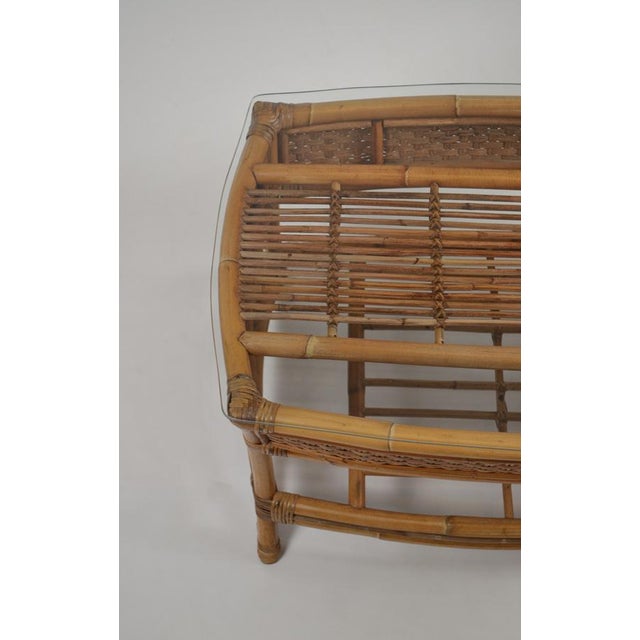 Vintage Rattan and Wicker Coffee Table with Glass Top, 1960s For Sale - Image 16 of 18