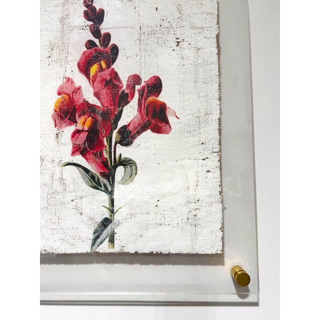 Contemporary Red Snapdragon - Hand Textured Red Snapdragon Art For Sale - Image 3 of 7
