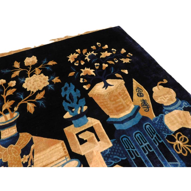 Blue Vintage Chinese Rug. 5'x 8' For Sale - Image 8 of 12