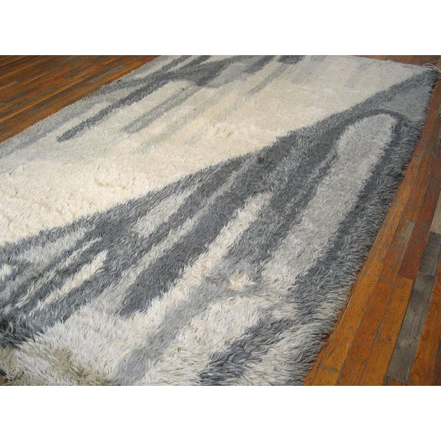 Mid-Century Modern 1960s Multi Gray Abstract Vintage Swedish Rya Rug 6' 2" X 9' 6" Handknotted Wool Carpet For Sale - Image 3 of 6