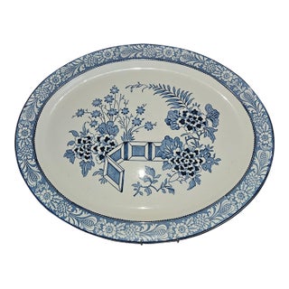 Blue and White Aestheic Movement Platter England Woods Ware For Sale