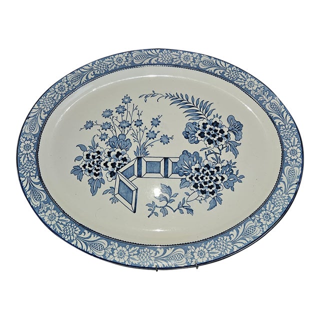 Blue and White Aestheic Movement Platter England Woods Ware For Sale