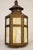 A dramatic and sculptural Mission style Chimney topped fully contained lantern shaped form hanging pendant swag style lamp...