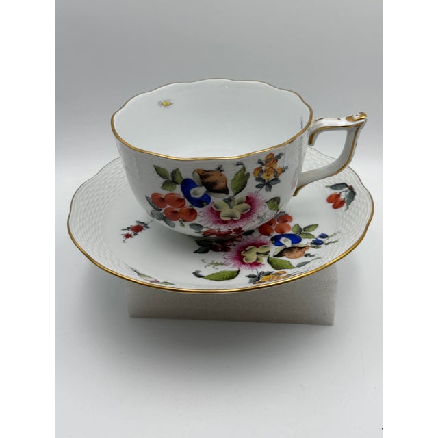 Ceramic Herend Soup Cup & Saucer Set Fruits & Flowers (Bfr) # 700 by Herend For Sale - Image 7 of 10