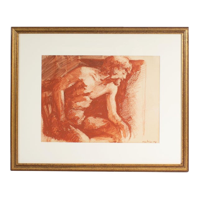 1978 Signed Pastel and Watercolor Drawing of a Nude Figure by Bruno Civitico For Sale