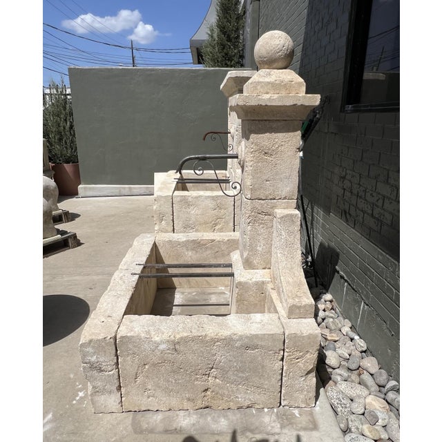 French Carved Limestone Fountain, Single Pillar With Ball Finial From Provence For Sale - Image 16 of 17