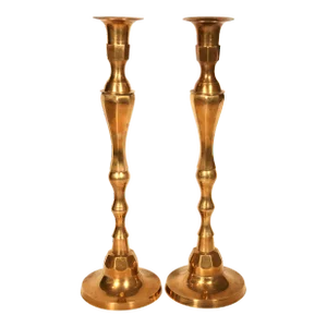 Tall Vintage Industrial Modern Brass Candlesticks