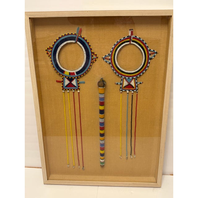 1970s Maasai Vintage Wedding/Bridal Collars and a Walking Stick For Sale - Image 5 of 5