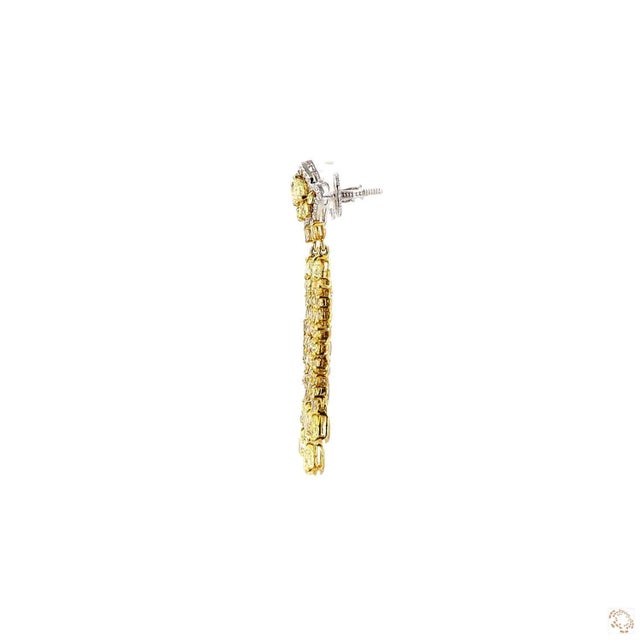 0.87 Carat Round Brilliant Cut White Diamond Yellow Diamond Gold Earrings, Pair For Sale - Image 4 of 9