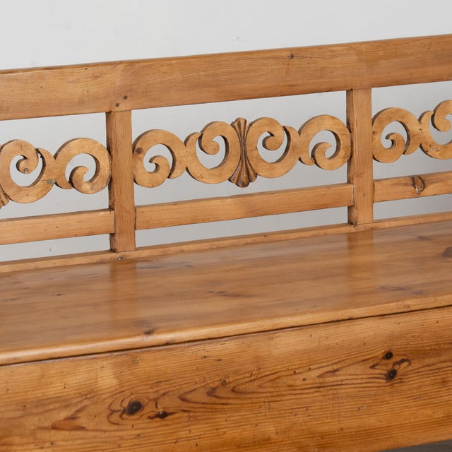 19th Century Swedish Pine Bench With Storage For Sale - Image 9 of 15