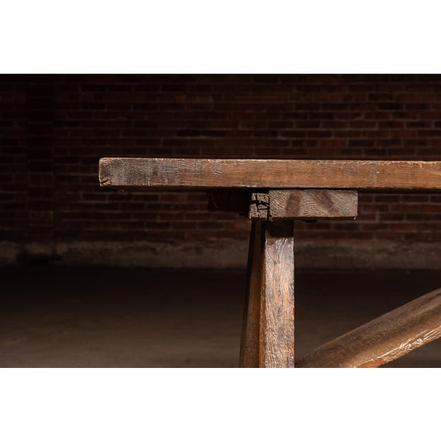 Auburn Primitive Pine Trestle Work Bench For Sale - Image 8 of 12