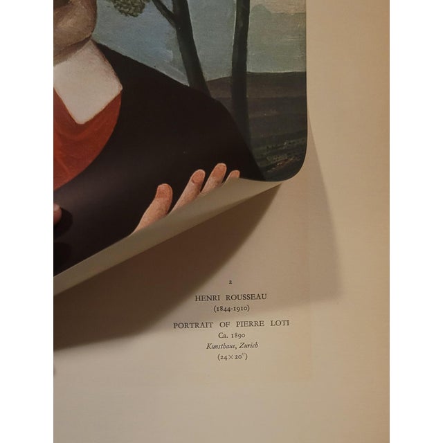 1940s 1940s 2 Rare HTF Authentic Original Henri Rousseau Color Plate/Lithograph "Portrait of Pierre Loti" and "The Promenade." Skira Publishing For Sale - Image 5 of 9