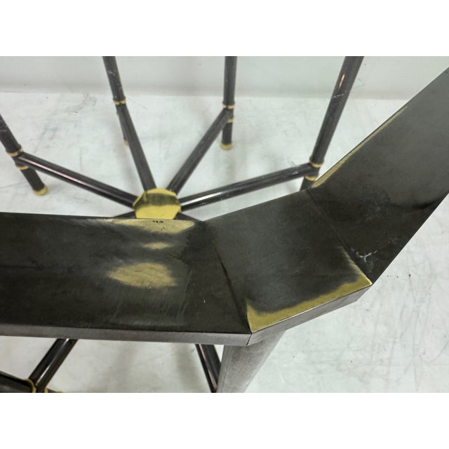 Octagonal Dining Table in Gun Metal and Brass by Karl Springer, 1980s For Sale - Image 4 of 13
