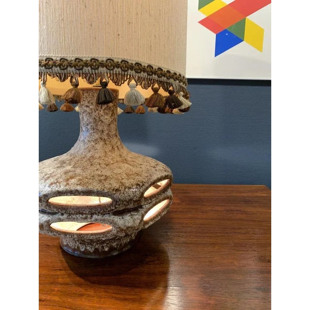 Mid-Century Modern Mid-Century West German Stoneware Large Brutalist Lamp in the Style of Scheurich or Bay For Sale - Image 3 of 16