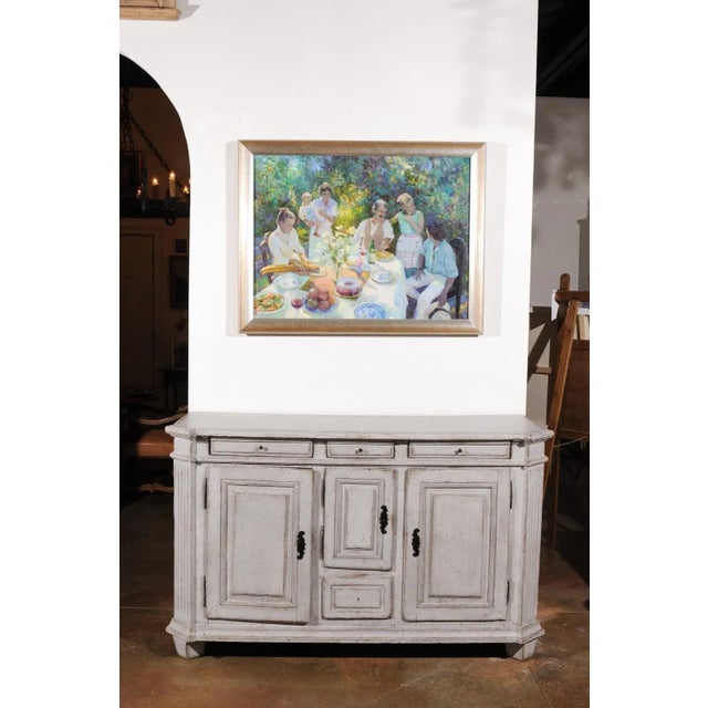 Century Late 18th Century Swedish Gustavian Painted Wood Sideboard with Fluted Pilasters For Sale - Image 4 of 12