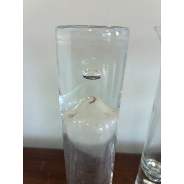 Transparent Set of 3 Vintage Controlled Bubble Glass Bud Vases With Heavy Bases For Sale - Image 8 of 8