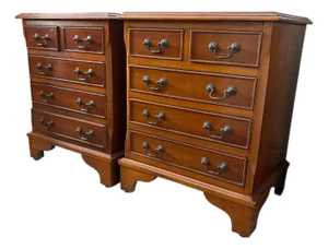 English Mahogany Bedside Chests, Set of 2