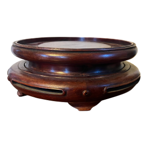 Large Chinese Export Carved Wood Display Stand or Base for a Porcelain Fish Bowl or Punch Bowl