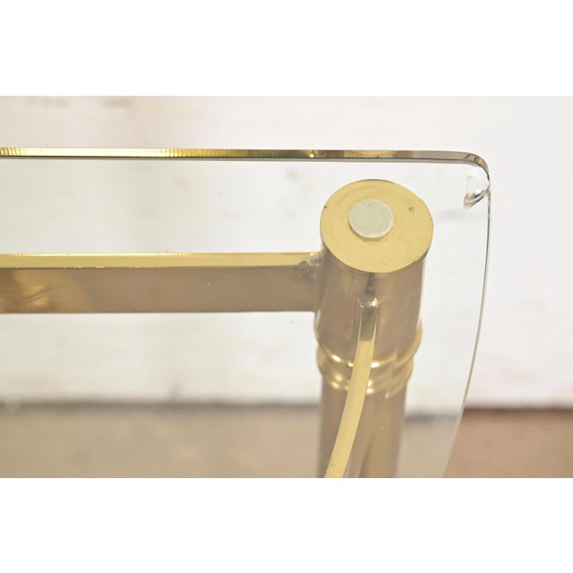 Labarge Hollywood Regency Brass and Glass Demilune Console Table With Hooved Feet, Circa 1960s For Sale - Image 11 of 14