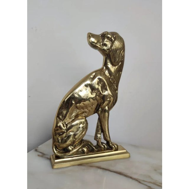 1970s Italian Gilt Brass Setter Dog Door Stop or Bookend, 1970s For Sale - Image 5 of 7