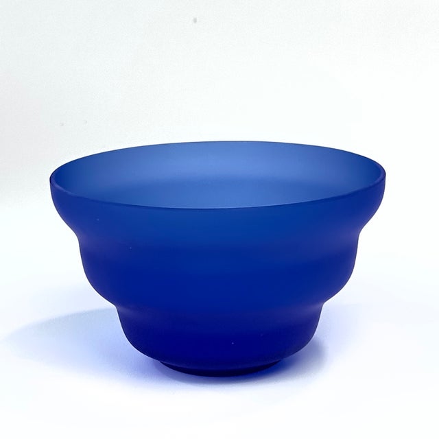 High '80s Frosted Blue & Green Ripply Glass Vase Curation - Group of 5 For Sale - Image 10 of 13