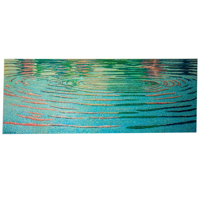 1989 "Deep Waters Run Still" Pointillist Landscape Oil Painting by Chester Overlock For Sale - Image 10 of 10