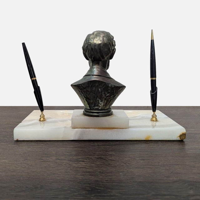 1990s Vintage Marble Pen Set With Lincoln Bust For Sale - Image 5 of 9