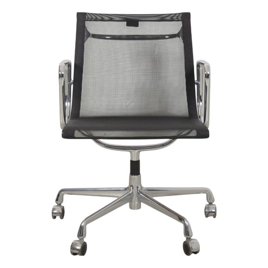 Vintage EA-117 Office Chair in Black Mesh by Charles Eames, 2000s For Sale