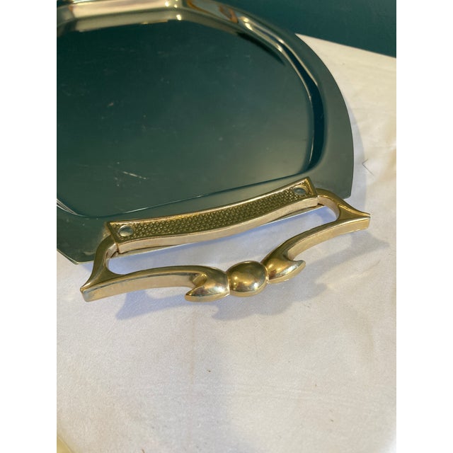 Mid 20th Century Kromex Chrome Tray With Brass Handles For Sale - Image 4 of 8