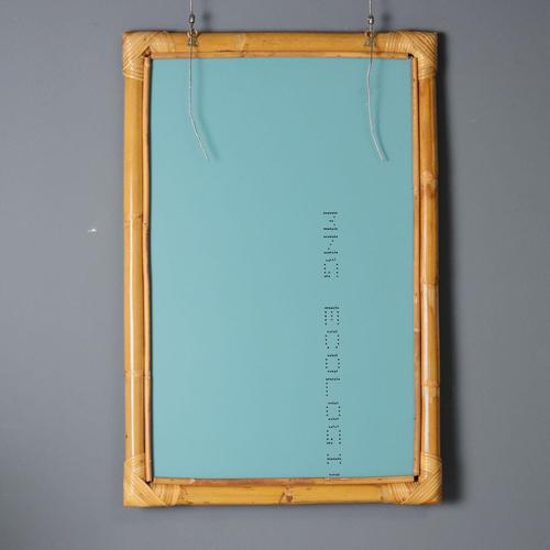 Vintage Mirror with Bamboo Wicker Frame, Italy, 1980s For Sale - Image 5 of 6