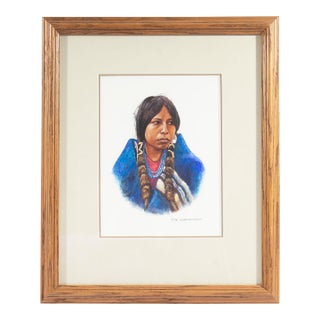 1981 Portrait Casein Painting by Hubert Wackermann For Sale