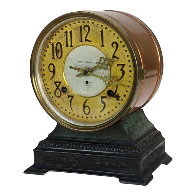 Seth Thomas “Grand Model” Copper & Brass Automatic 8-Day Alarm Clock C1920 For Sale