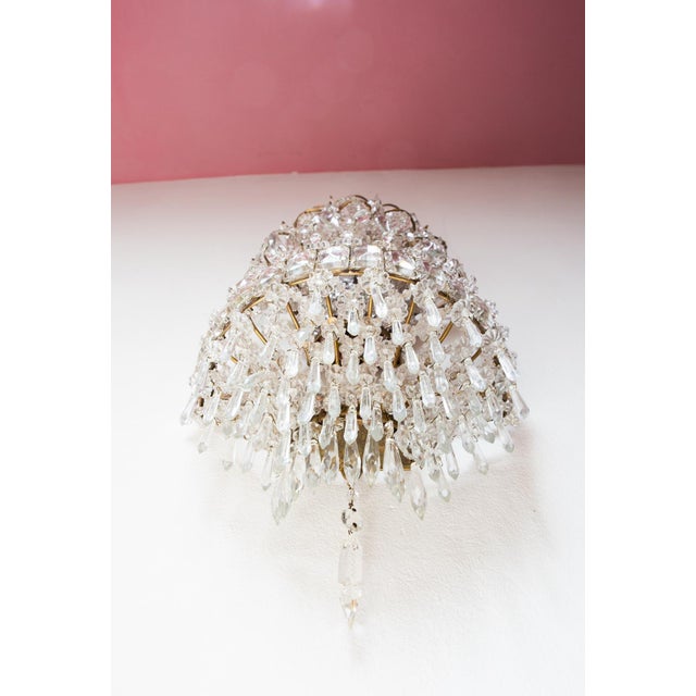 Large French Wall Sconces in Brass and Crystal, 1940s, Set of 2 For Sale - Image 10 of 14