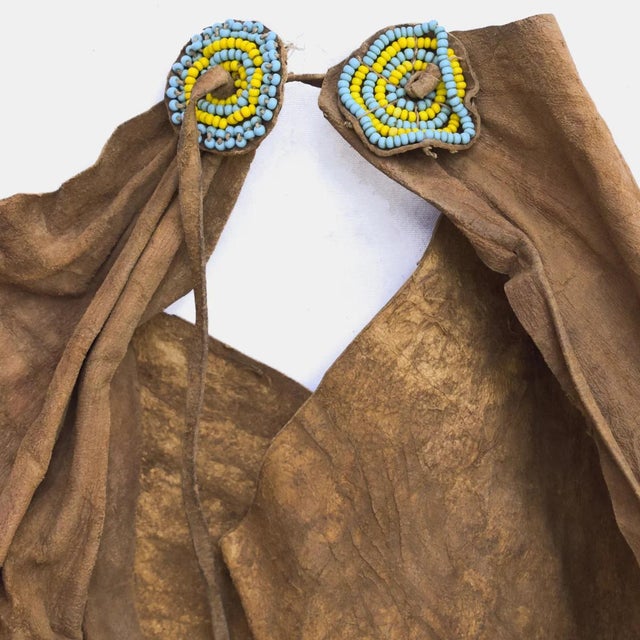 Early 20th Century Maasai Leather Fringe and Beaded Olekesana Skirt Kenya For Sale - Image 4 of 8