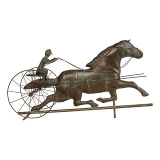 Vintage Jockey and Horse Copper Weathervane For Sale