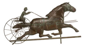 Vintage Jockey and Horse Copper Weathervane