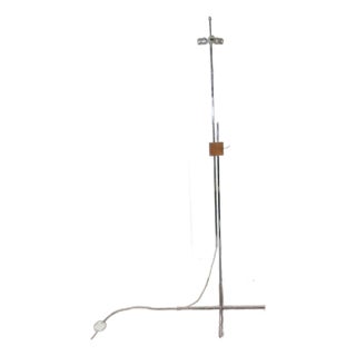 Hans Eichenberger Mid Century Modern Adjustable Chrome and Walnut Floor Lamp For Sale