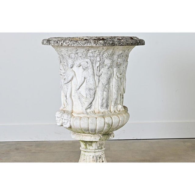 English Circa 1900 Cast Stone Medici Urn with Figurative Motif For Sale In Baton Rouge - Image 6 of 13