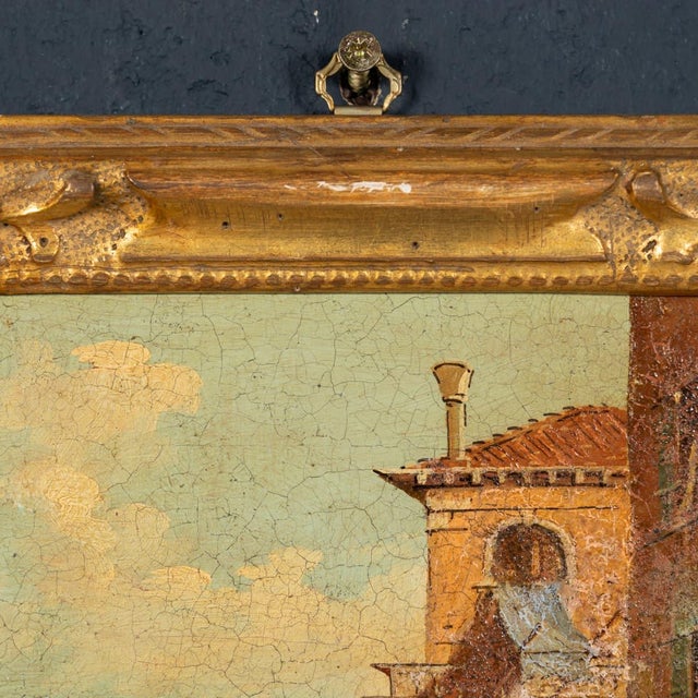 Gold Aldo Grossi, Venetian Canal Scene, 1890s, Oil Paintings on Board, Framed, Set of 2 For Sale - Image 8 of 18