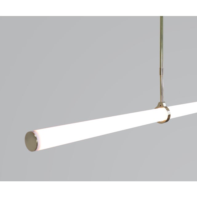 Metal Linear Light LO015 Pendant Light in Satin Brass by Naama Hofman For Sale - Image 7 of 12