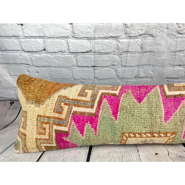 1960s 12 x 46 Lumbar Rug Pillow Oriental Majesty Turkish Pillow Cushion Cover For Sale - Image 5 of 7