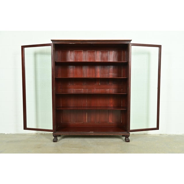 Late 19th Century R. J. Horner Style American Empire Carved Mahogany Bookcase With Ball and Claw Feet, Circa 1890s For Sale - Image 5 of 13