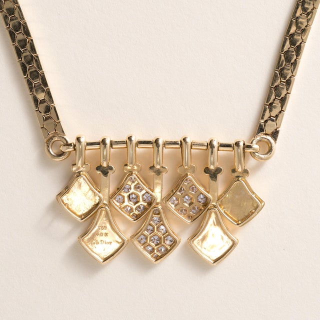Christian Dior Vintage Christian Dior 18k Gold and Diamond Dangle Necklace For Sale - Image 4 of 4