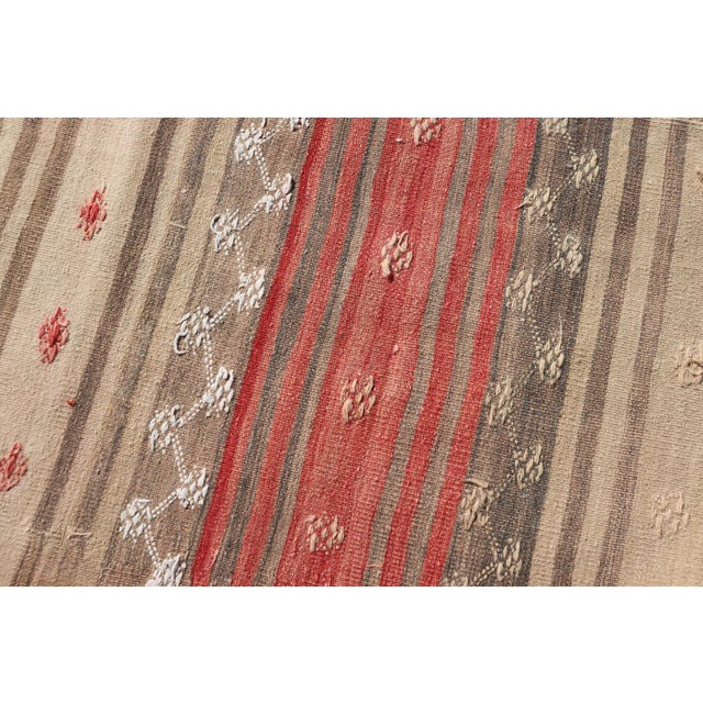 Vintage Turkish Kilim With Stripes in Blue, Tan, Brown, Cream and Orange For Sale - Image 12 of 12