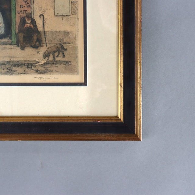 Art Deco Color Etching by T. F. Simon “From the Latin Quarter” Signed & Numbered C1930 For Sale - Image 3 of 9