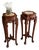 Pair of Vintage Solid Rosewood Chinese Carved Pedestal Display Stands With Natural Stone Tops – 39 Inches High For Sale