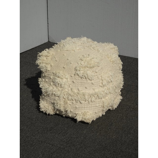 Modern Off White Pouf Ottoman For Sale - Image 13 of 13