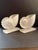 Pair of 1940s New Martinsville Satin Glass Nautilus Seashell Bookends.